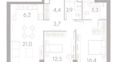 3-к. квартира, 74&nbsp;м²