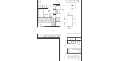 3-к. квартира, 67&nbsp;м²