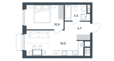 1-к. квартира, 36&nbsp;м²