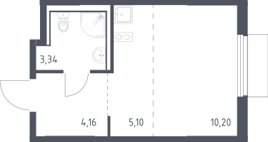 Студия, 22&nbsp;м²