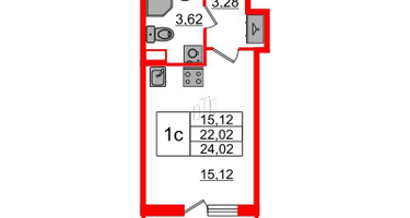 Студия, 22&nbsp;м²