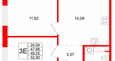 2-к. квартира, 49&nbsp;м²