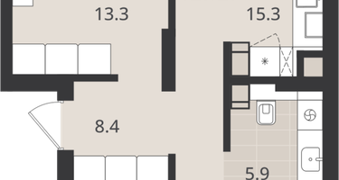 2-к. квартира, 57&nbsp;м²