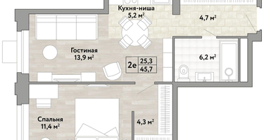 1-к. квартира, 45&nbsp;м²