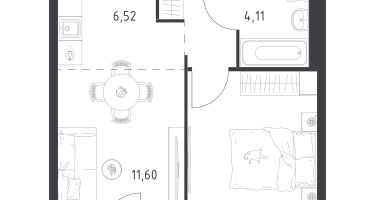 Студия, 38&nbsp;м²