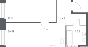1-к. квартира, 48&nbsp;м²