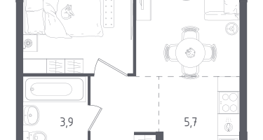 Студия, 33&nbsp;м²
