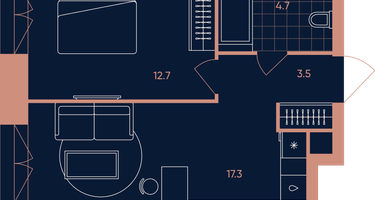 2-к. квартира, 38&nbsp;м²