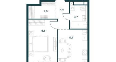 1-к. квартира, 41 м²