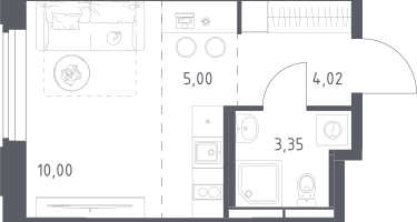 Студия, 22&nbsp;м²