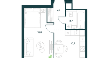 1-к. квартира, 33 м²