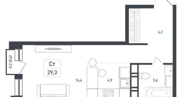 Студия, 30&nbsp;м²