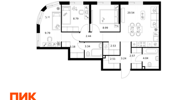 3-к. квартира, 73 м²