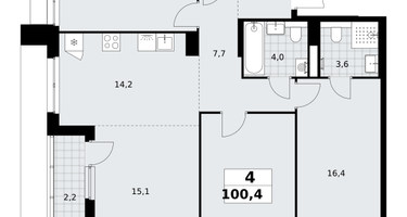 4-к. квартира, 100 м²