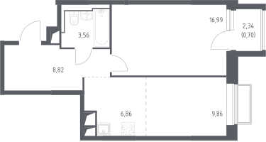 Студия , 46&nbsp;м²