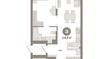 1-к. квартира, 126&nbsp;м²