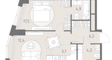 2-к. квартира, 50 м²