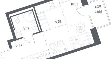 Студия, 24&nbsp;м²