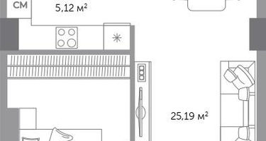 2-к. квартира, 55 м²