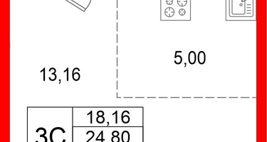 Студия, 24&nbsp;м²