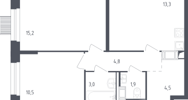 2-к. квартира, 52&nbsp;м²