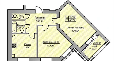 2-к. квартира, 62,7&nbsp;м²