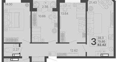 3-к. квартира, 82&nbsp;м²