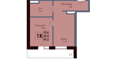 1-к. квартира, 36 м²