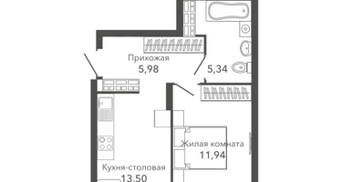 1-к. квартира, 38&nbsp;м²
