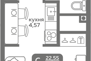 Студия, 22&nbsp;м²