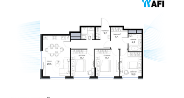 3-к. квартира, 75&nbsp;м²