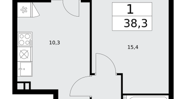 1-к. квартира, 38 м²