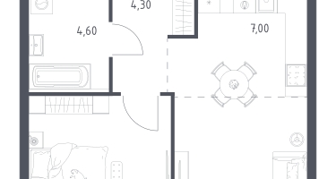 Студия, 34&nbsp;м²