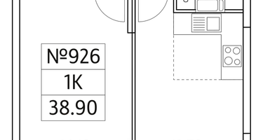 1-к. квартира, 38&nbsp;м²