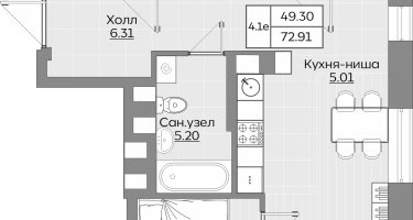 4-к. квартира, 72 м²