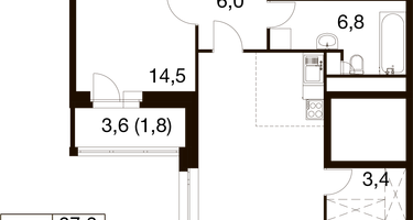 2-к. квартира, 55&nbsp;м²