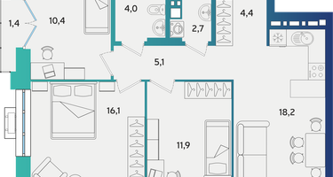 3-к. квартира, 73 м²