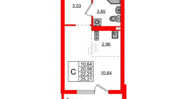 Студия, 22&nbsp;м²