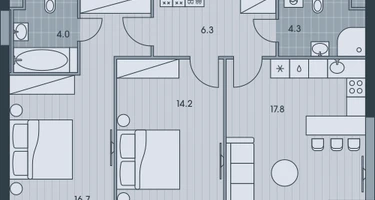 3-к. квартира, 63&nbsp;м²