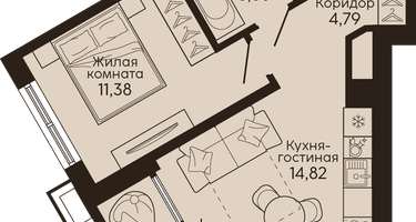 1-к. квартира, 36&nbsp;м²