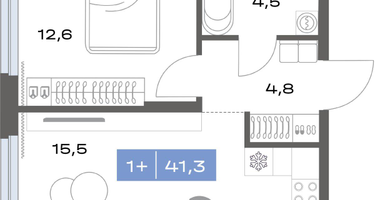 1-к. квартира, 41&nbsp;м²