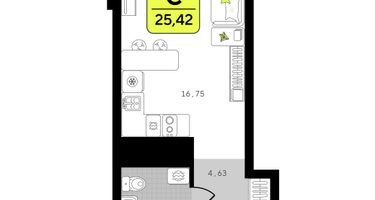 Студия, 25&nbsp;м²