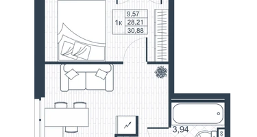 1-к. квартира, 29&nbsp;м²