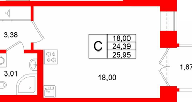 Студия, 24 м²