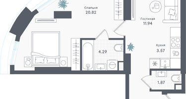 1-к. квартира, 47 м²
