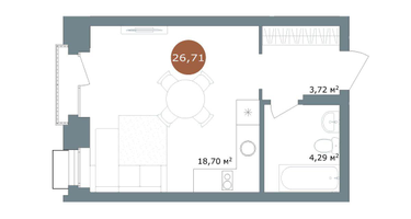 Студия, 26&nbsp;м²