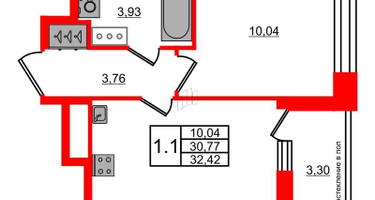 1-к. квартира, 30&nbsp;м²