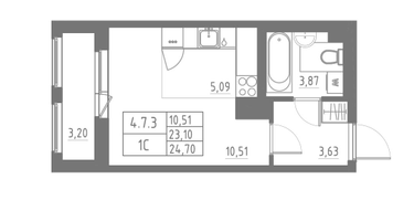 Студия, 24 м²