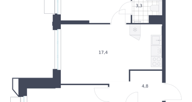 2-к. квартира, 60 м²