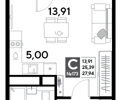 Студия, 27&nbsp;м²